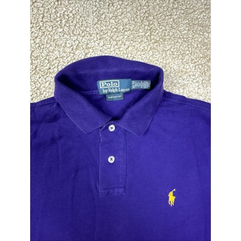 Polo By Ralph Lauren Polo Shirt Men's Size Medium Purple Custom Fit Gold Pony